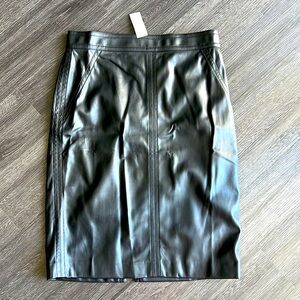 Ann Taylor Black Faux Leather Pencil Skirt